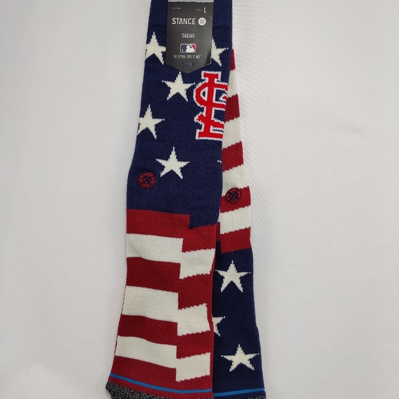 NWT Stance x MLB St Louis Cardinals BRIGADE STL 2 Crew Socks size L 9-13 - Picture 9 of 11